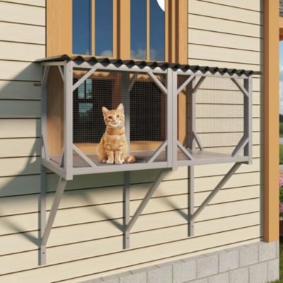 Wooden Cat Window Perch for Large Indoor Cats