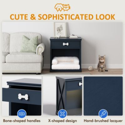 Storage Cabinet with LED Light Built in Cat Bed Cave