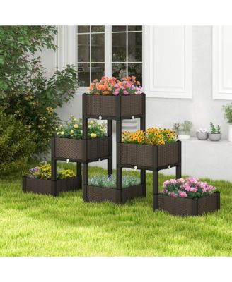 6 PCS Elevated Plastic Raised Garden Bed Planter Kit
