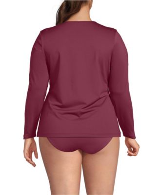 Plus Size SunShade UPF 50 Long Sleeve Rash Guard Swim Tee