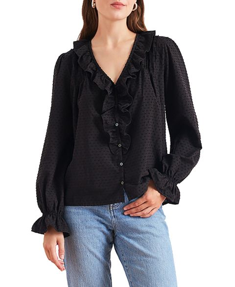 Женская рубашка Paneros Clothing Cotton Long Sleeve Chloe Shirt in, цвет: Чёрный