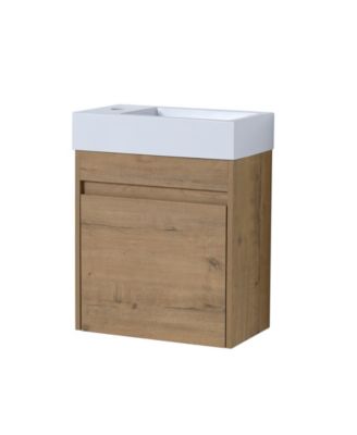 18 Inch Bathroom Vanity with White Resin Sink and Soft-Close Cabinet Door