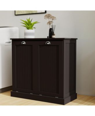 Two-Compartment Tilt-Out Laundry Sorter Cabinet with Hidden Storage