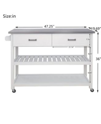 Kitchen Cart with Stainless Steel Top and Two Drawers for Versatile Storage