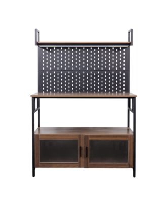 Kitchen Bakers Rack with Cabinet Door and Storage Shelf for Small Space Organization