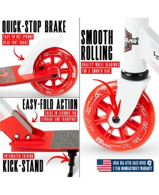 Folding Kick Scooter with Lights - Rush 125 - White Red