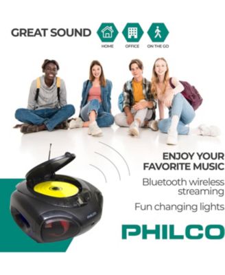 CD Player Boombox with Bluetooth, AM/FM Radio, Portable CD Players for Home, Dynamic Light Display