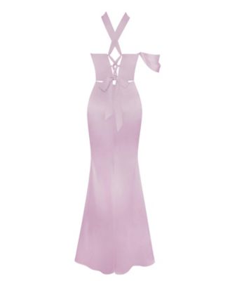 Women's Ivona Mauve Halter Neck Double Duchess Satin Gown