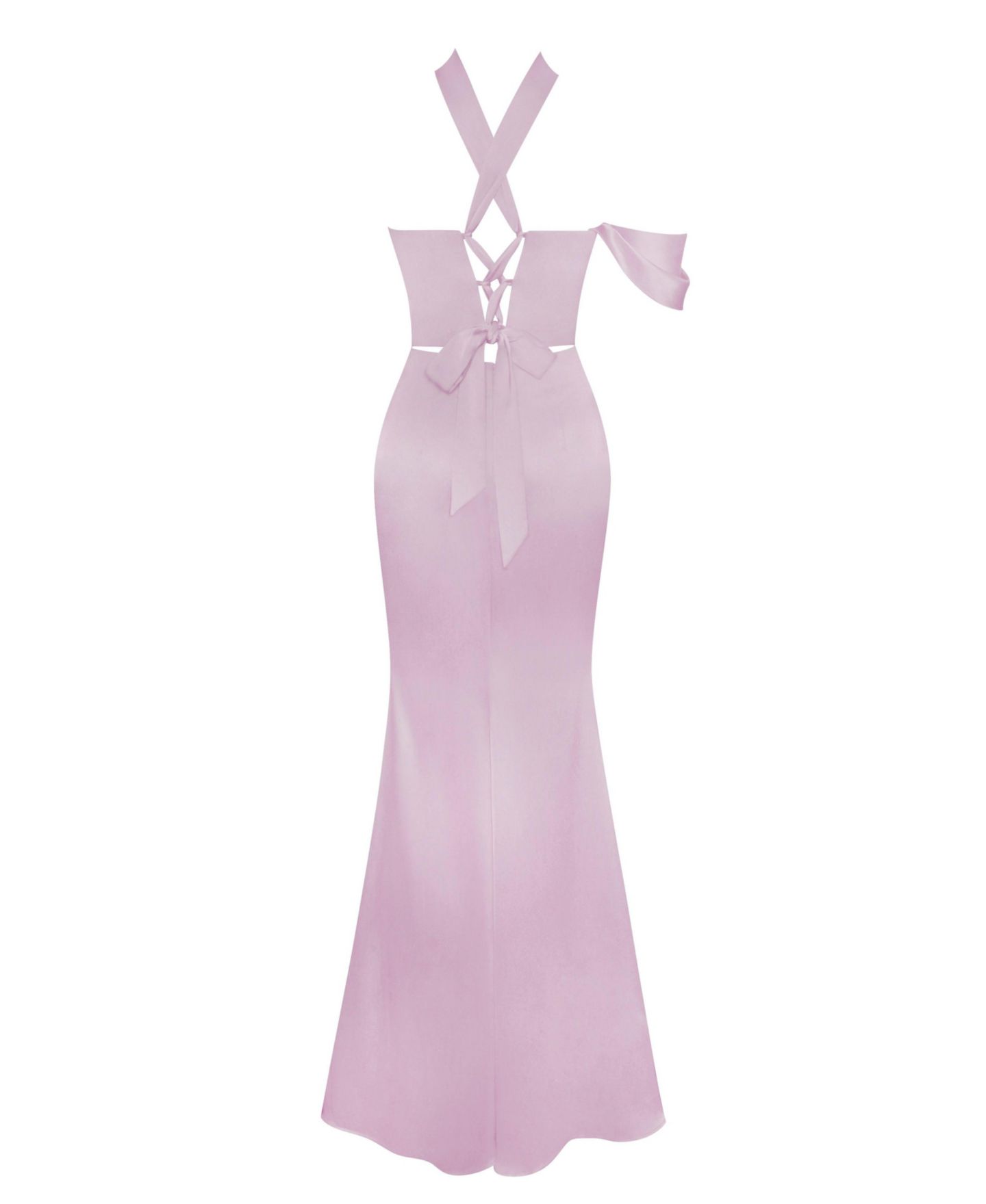 Женское платье Miss Circle Ivona Mauve Halter Neck Double Duchess Satin Gown, цвет: Розовато-лиловый фиолетовый — фото 9