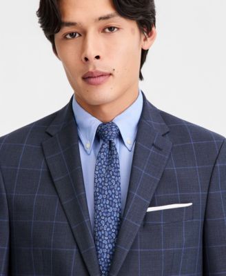 Men's Windowpane Slim-Fit Techni-Cole Suit Separates Jacket