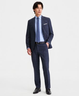 Men's Windowpane Slim-Fit Techni-Cole Suit Separates
