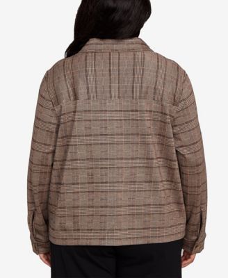 Plus Size Long Sleeve Plaid Jacket