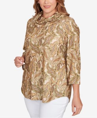 Plus Size Printed Hatchi Cowl Neck Top