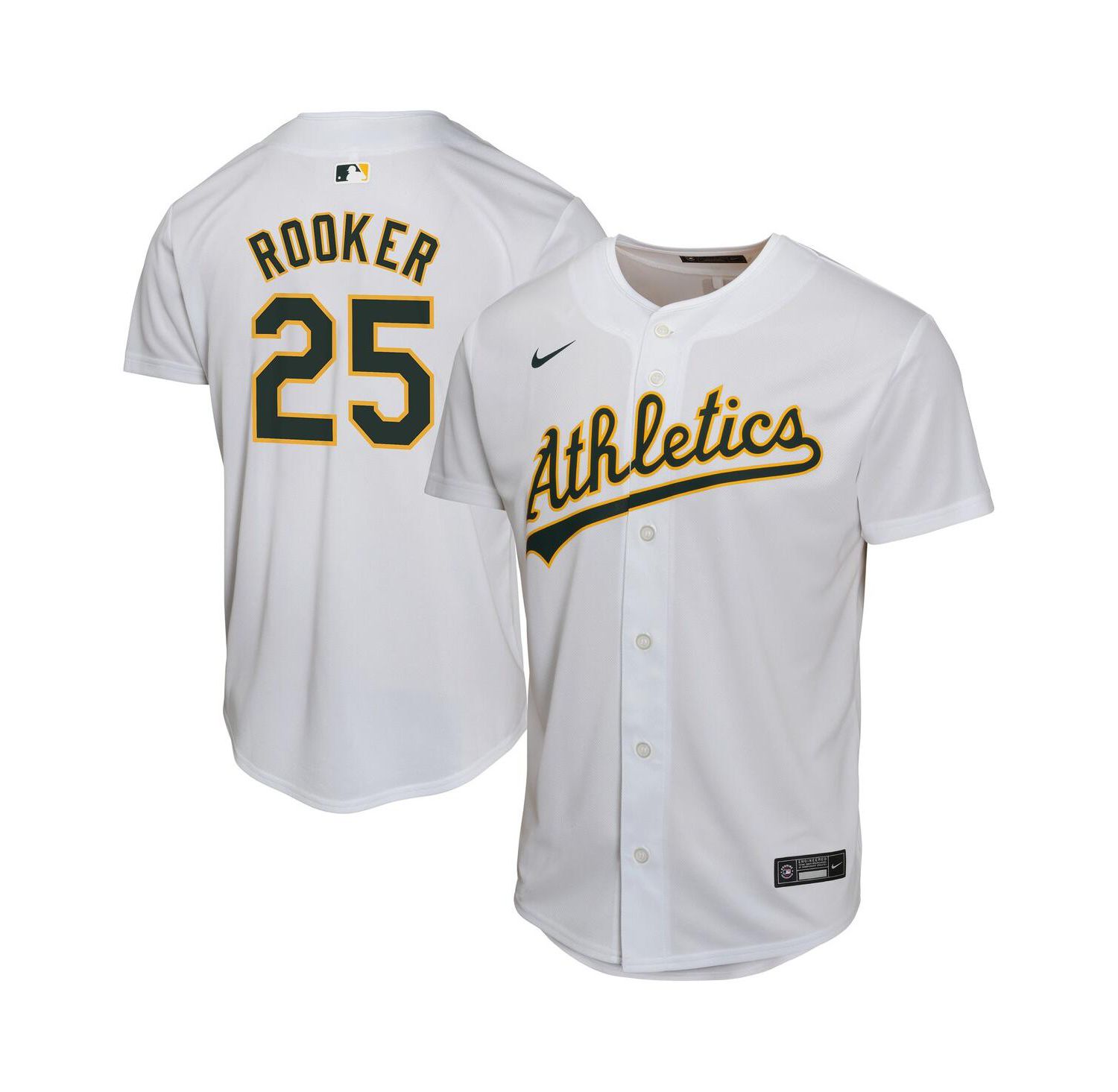 Big Boys and Girls Brent Rooker White Athletics Home Player Game Jersey