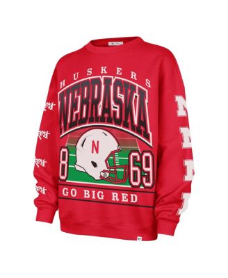 Women's Scarlet Nebraska Huskers Go Big Oversized Pullover Sweatshirt