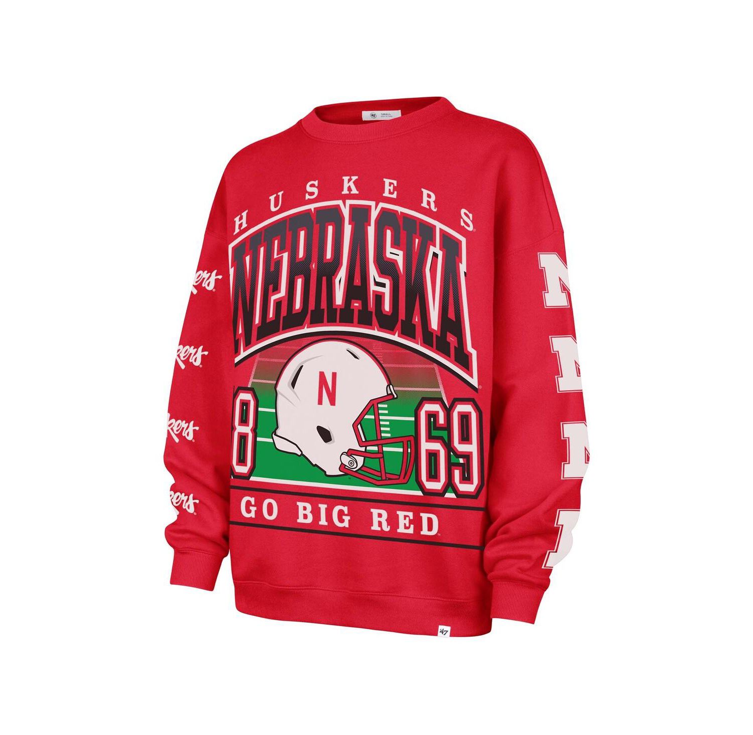 Women's Scarlet Nebraska Huskers Go Big Oversized Pullover Sweatshirt