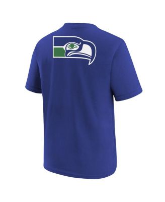Big Boys and Girls Royal Seattle Seahawks Rewind Front Back Essential T-Shirt
