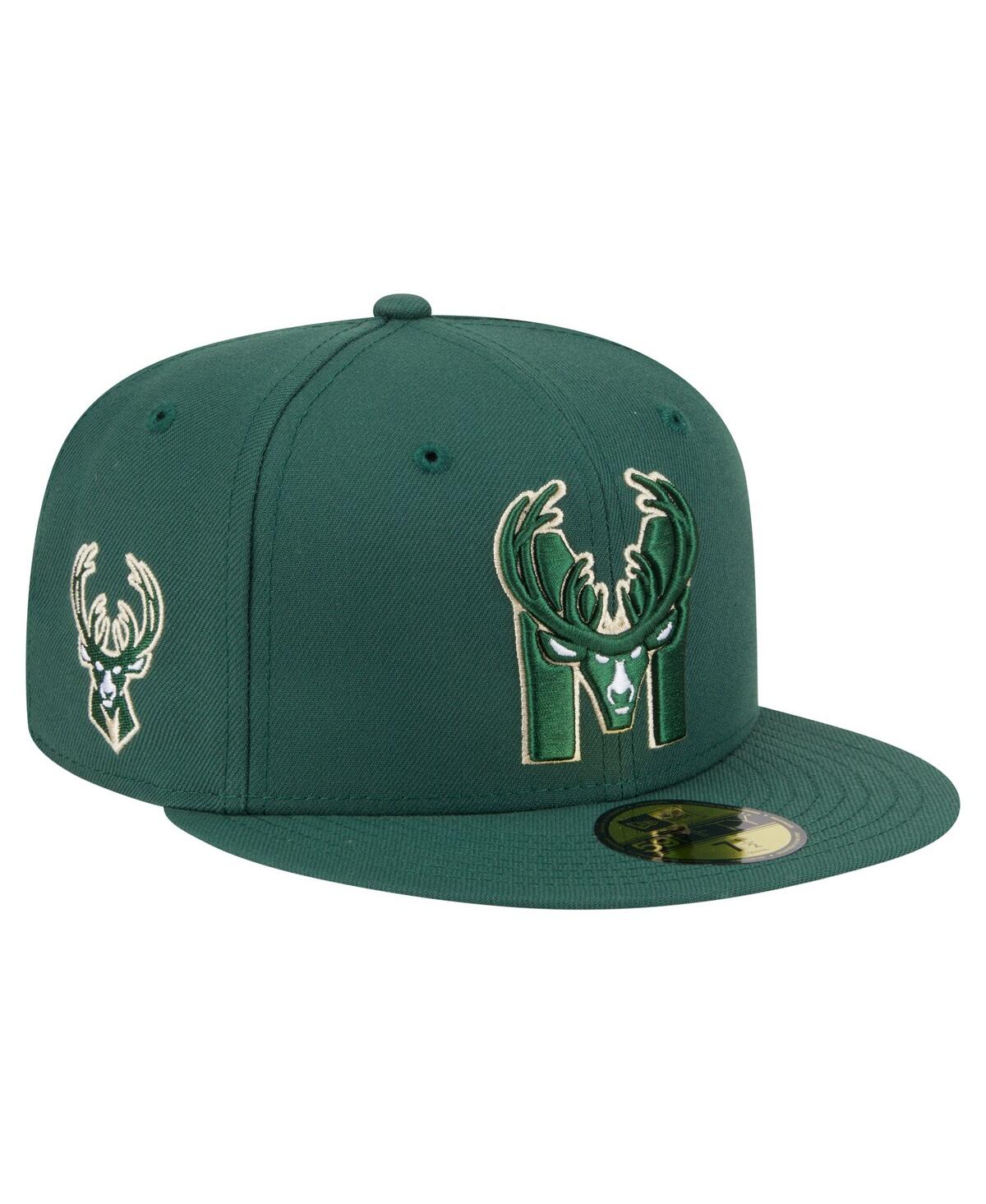 New Era Men's Hunter Green Milwaukee Bucks Deceptor 59fifty Fitted Hat In Green