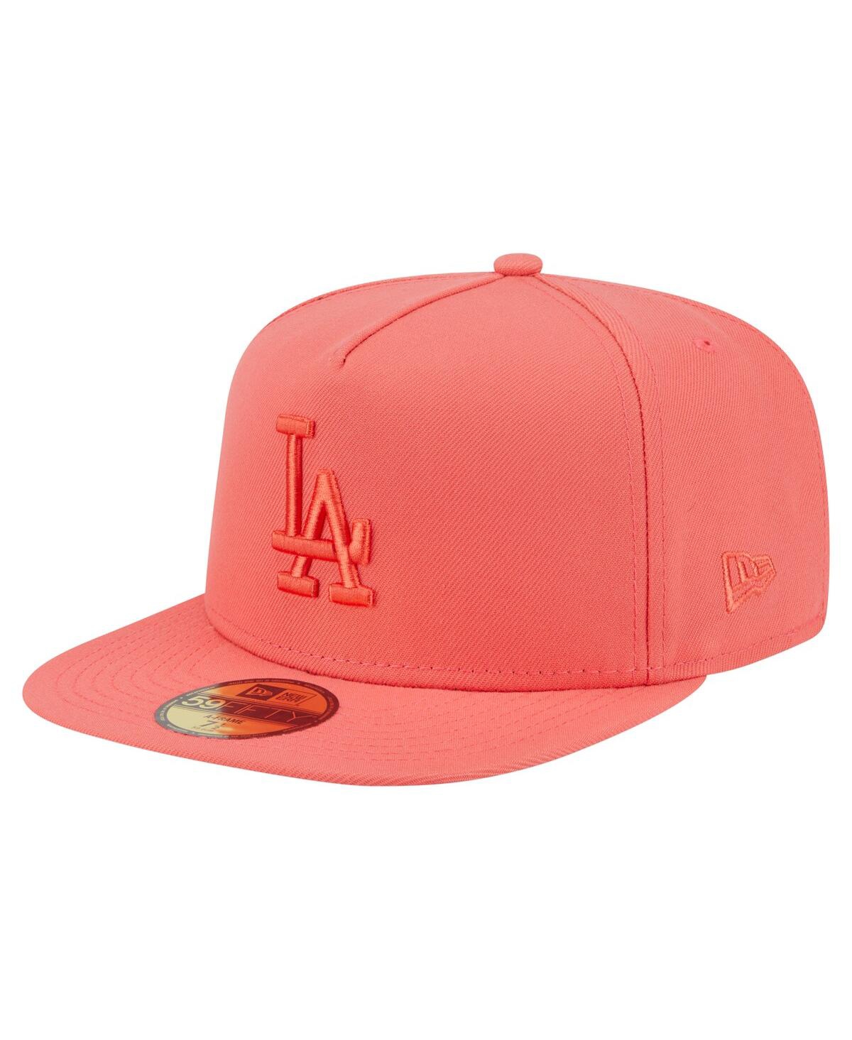 New Era Men's Coral Los Angeles Dodgers Color Pack A-Frame 59FIFTY Fitted Hat