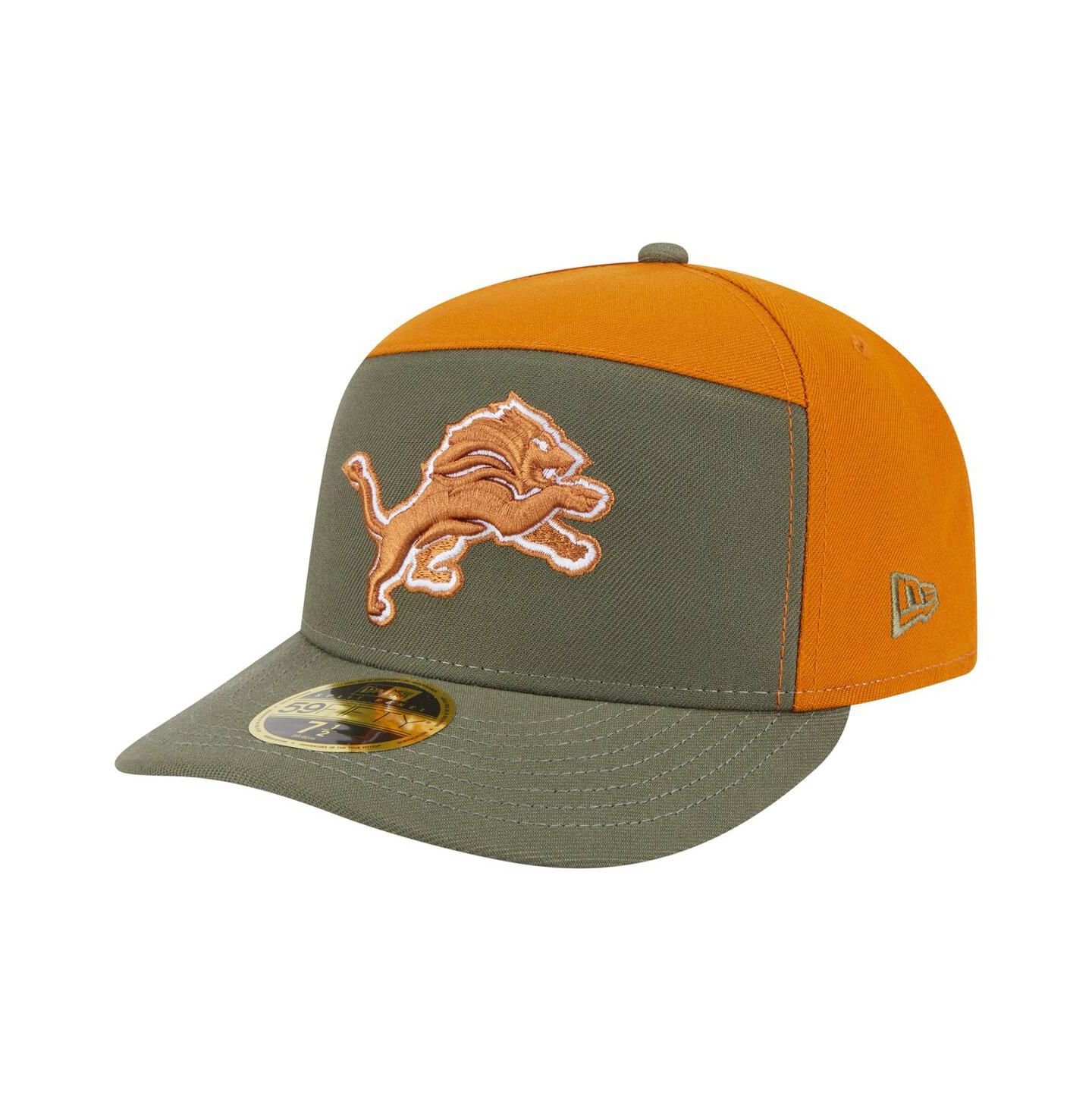 Мужские головные уборы New Era Olive/Brown Detroit Lions Two-Tone Color Pack Split Panel 59FIFTY Fitted Hat — фото 1