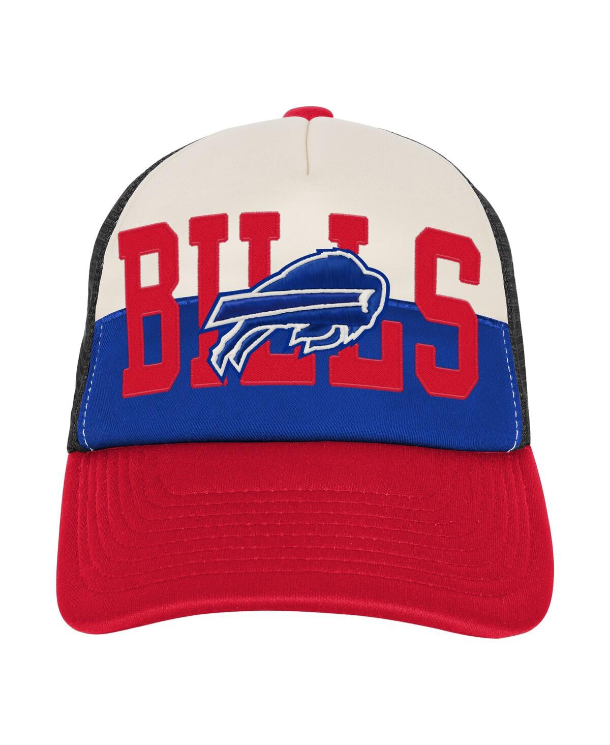 Outerstuff White/red Buffalo Bills Modern Fan Trucker Adjustable Hat In Multi