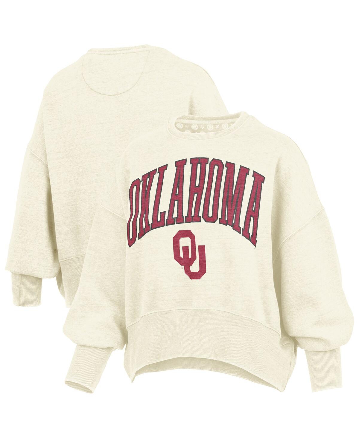 Pressbox Natural Oklahoma Sooners Oversized Waist-length Crewneck Sweatshirt In Brown
