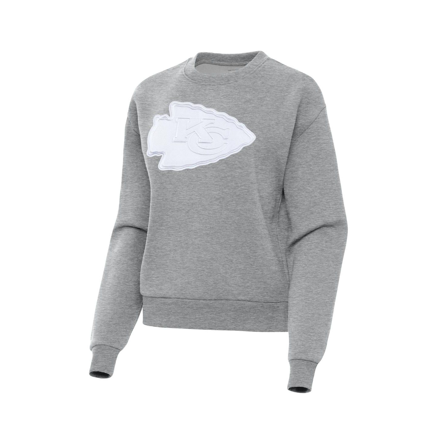 Женская толстовка Antigua Heather Gray Kansas City Chiefs Victory Pullover — фото 3