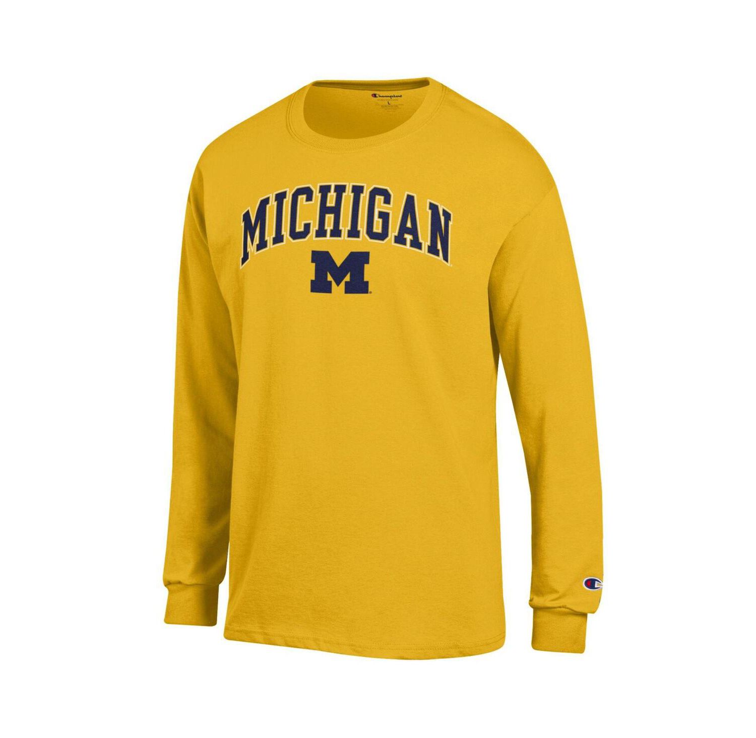 Men's Maize Michigan Wolverines Arch Over Logo Long Sleeve T-Shirt