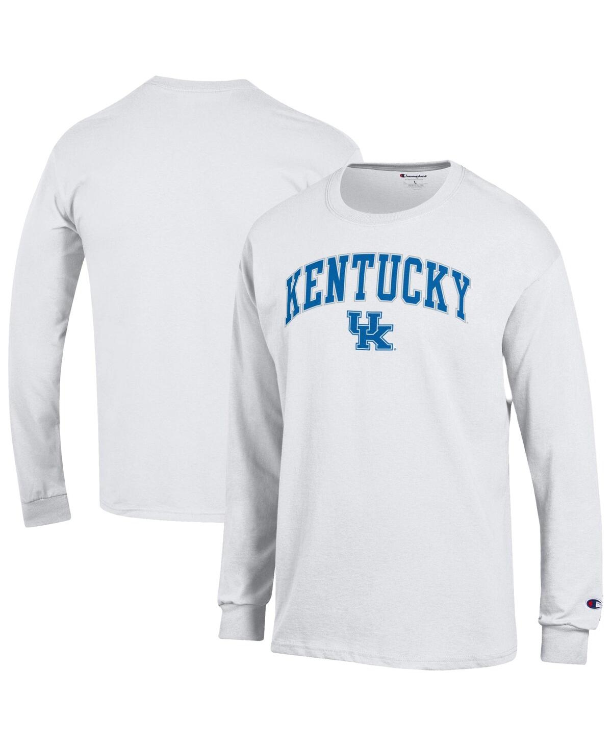 Champion Men's Royal Kentucky Wildcats Arch Over Logo Long Sleeve T-Shirt - White