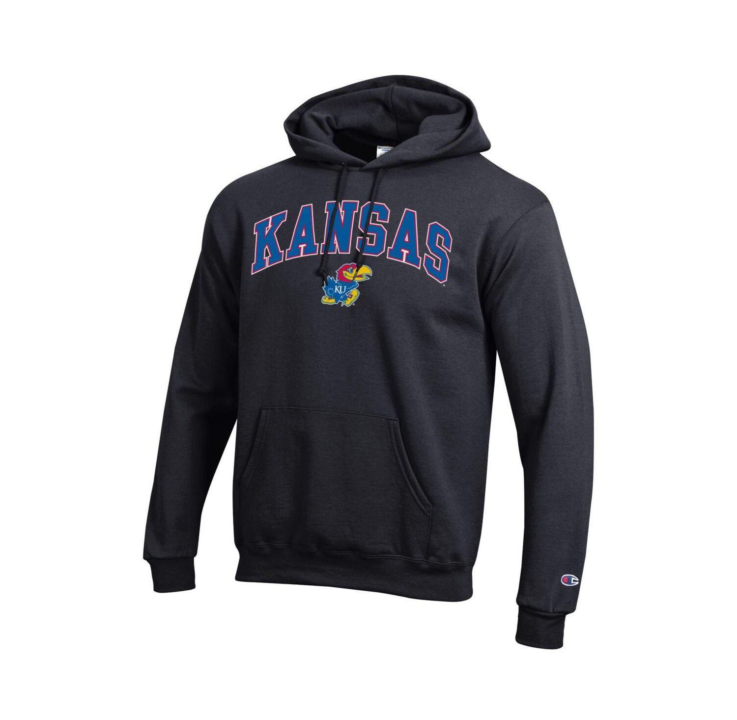 Men's Black Kansas Jayhawks Arch Over Logo Pullover Hoodie