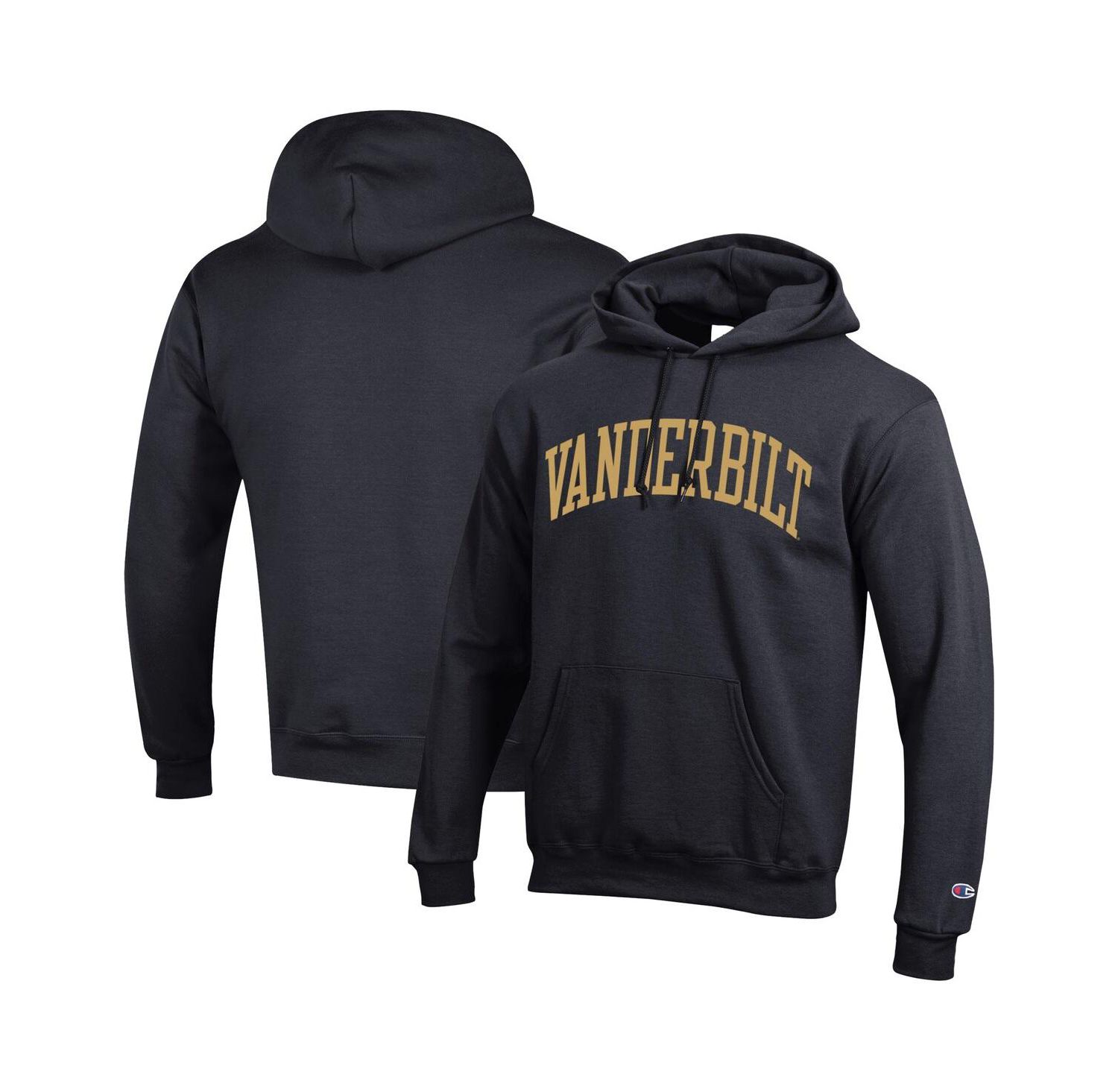 Men's Black Vanderbilt Commodores Basic Arch Fleece Pullover Hoodie
