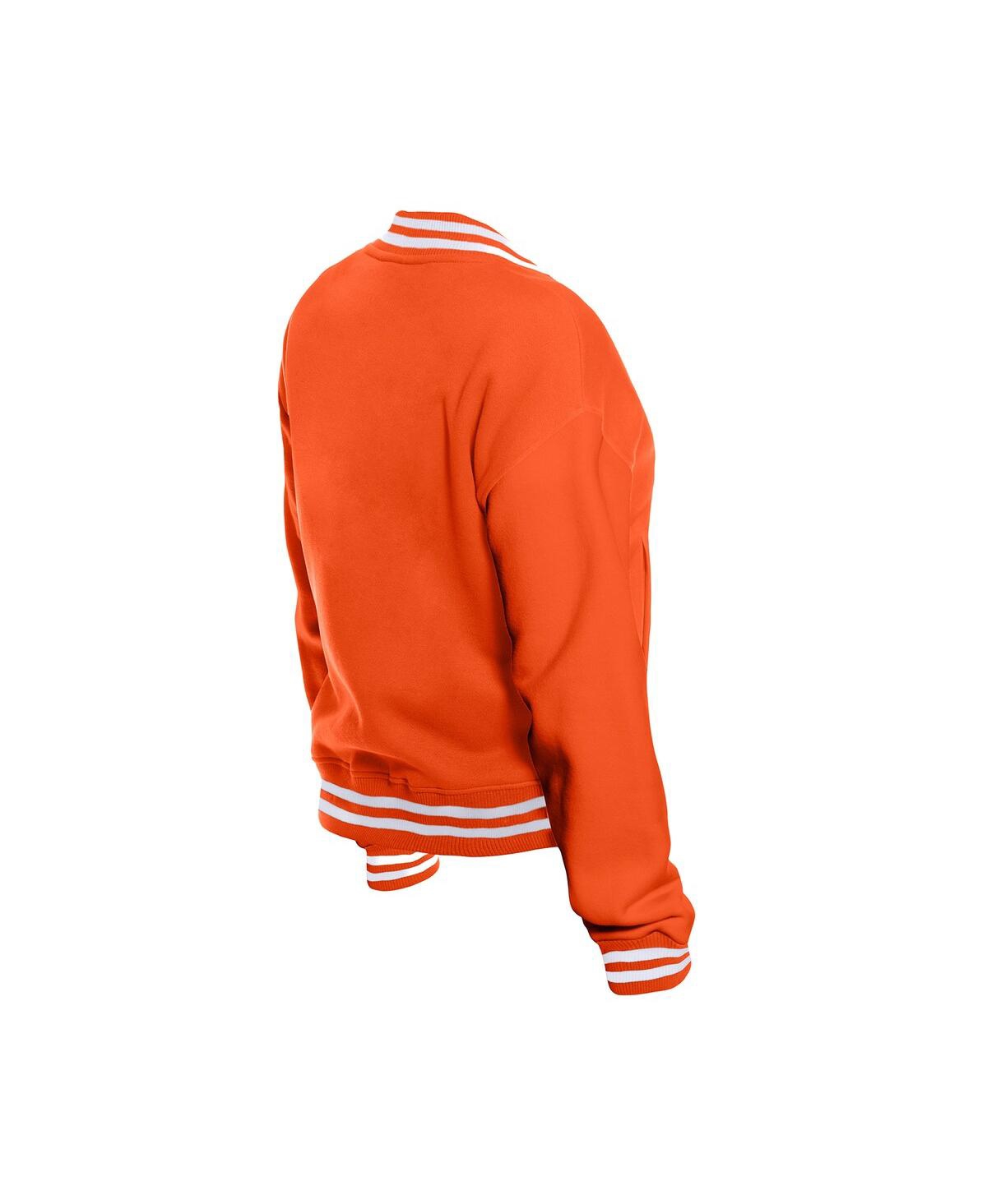New Era Women's Orange Wnba Throwback Varsity Fleece Full-snap Jacket In Orange