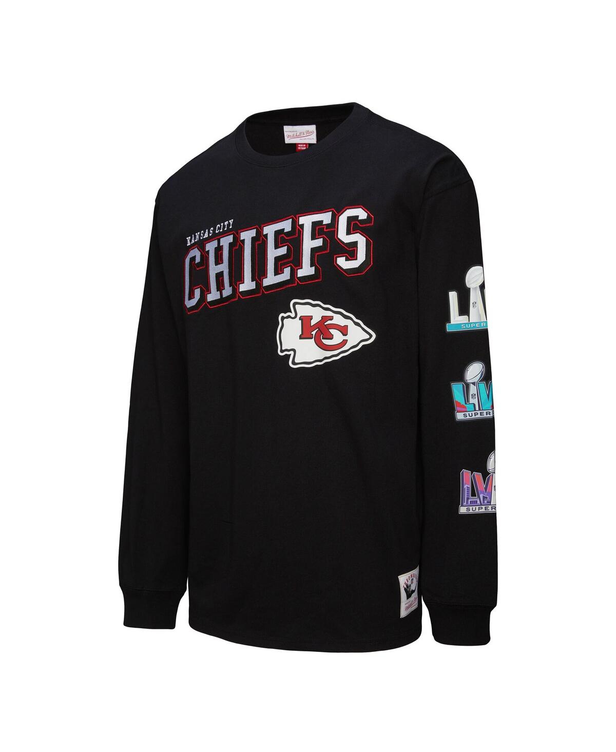Mitchell & Ness Men's Black Kansas City Chiefs Training Camp Vintage Logos Long Sleeve T-shirt In Black
