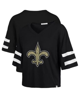 '47 Brand - Women's Black New Orleans Saints Premier Scout Cropped V-Neck T-Shirt