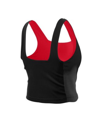 Women's Red/Black Kansas City Chiefs Reversible Cropped Sport Classics Tank Top