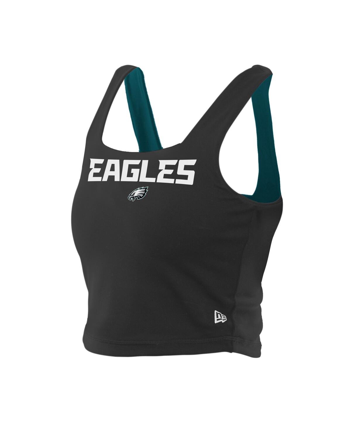 New Era Women's Midnight Green/black Philadelphia Eagles Reversible Cropped Sport Classics Tank Top In Multi