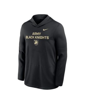 Men's Black Army Black Knights 2025 Sideline Dri-FIT Long Sleeve Hoodie T-Shirt
