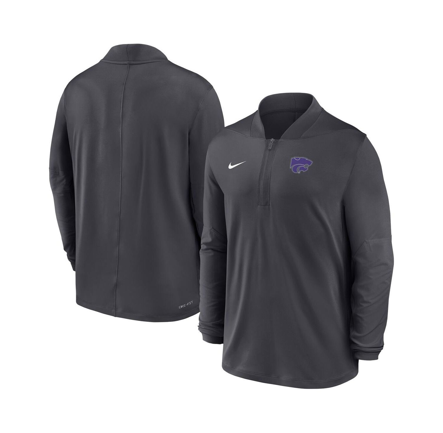 Men's Anthracite Kansas State Wildcats Dri-FIT Half-Zip Pullover Sweatshirt