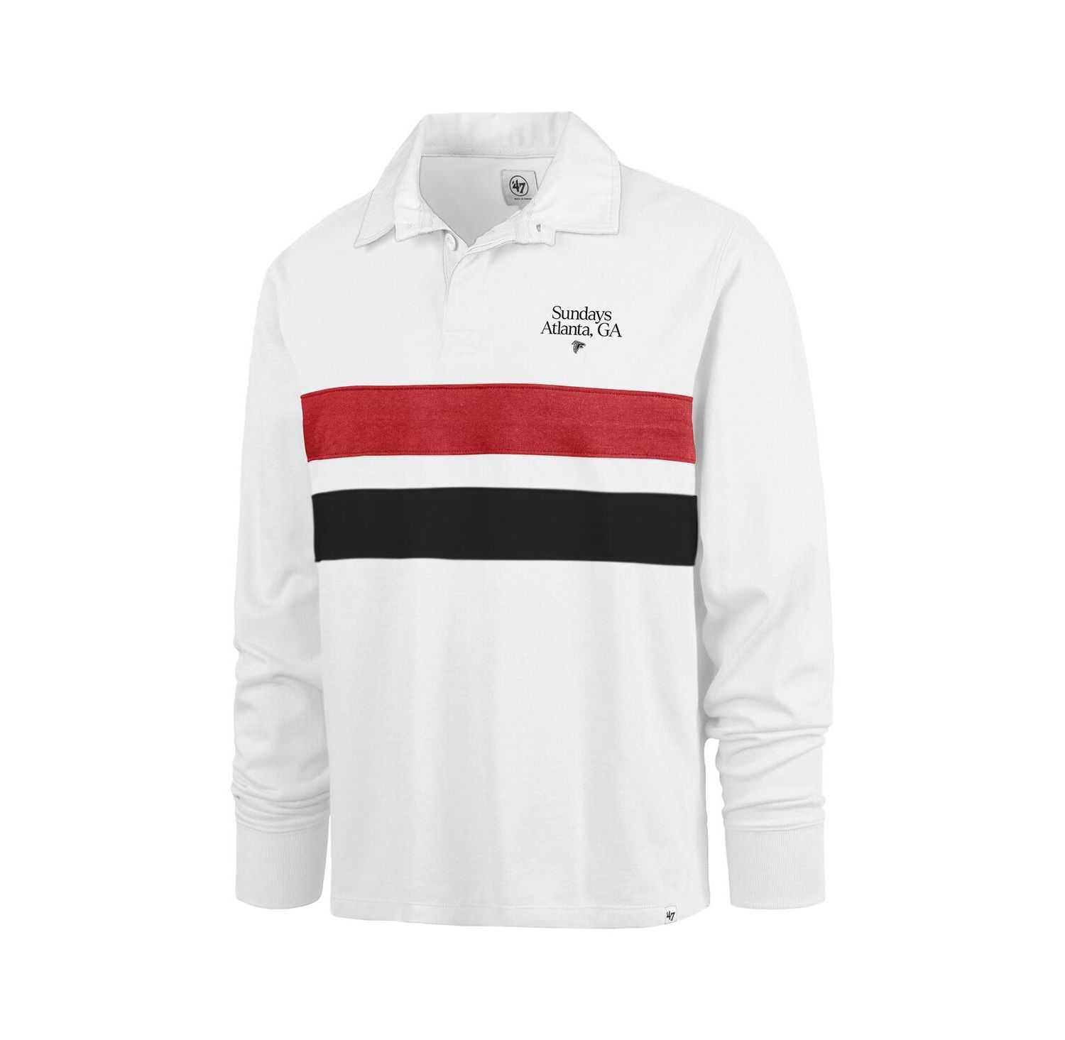 Men's White Atlanta Falcons Sundays Clubhouse Knox Thames Long Sleeve Rugby Polo Shirt