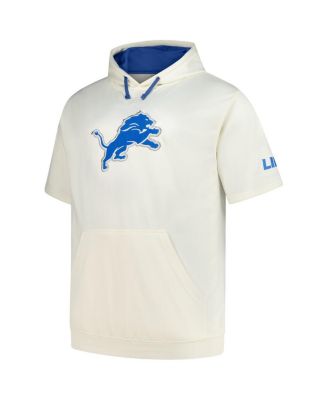 Men's Oatmeal Detroit Lions Big Tall Chest Print and Logo Short Sleeve Pullover Hoodie