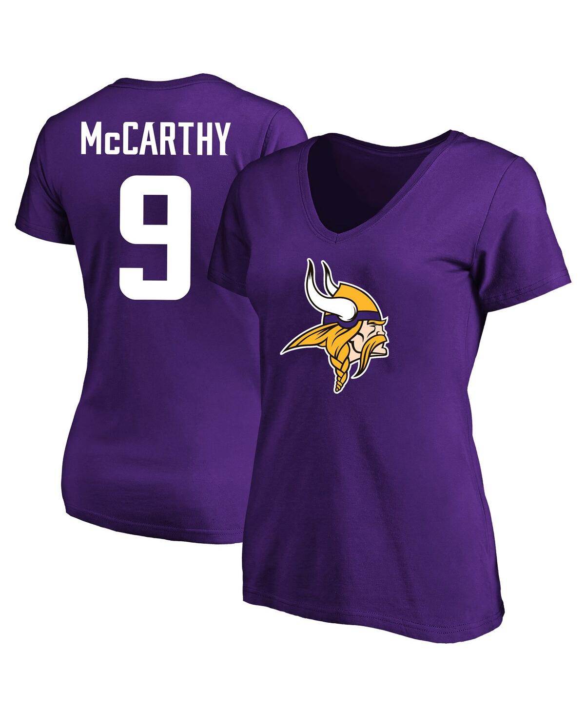 Fanatics Women's J.j. Mccarthy Purple Minnesota Vikings Plus Size Fair Catch Name Number Scoop Neck T-shirt
