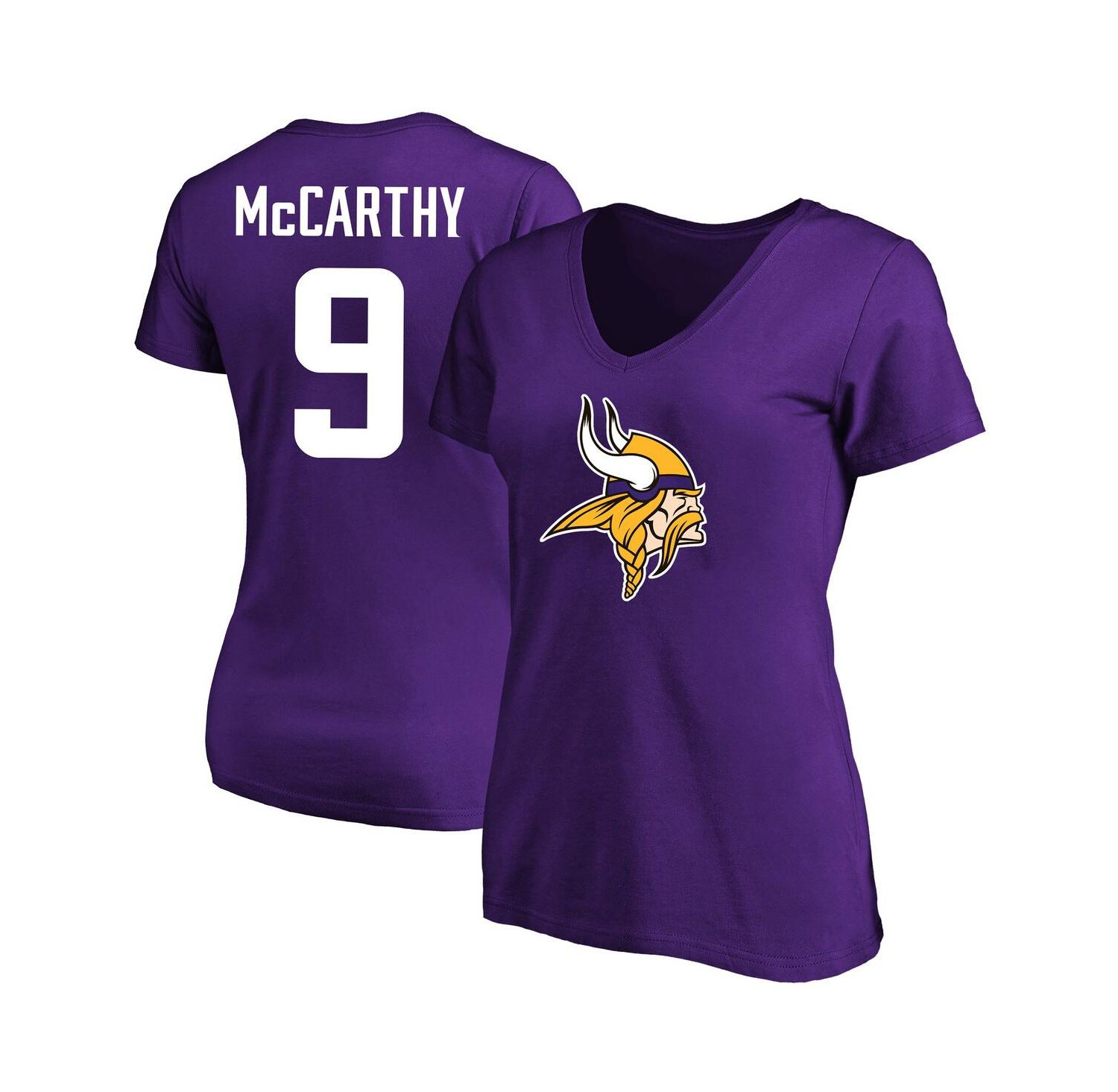 Women's J.J. McCarthy Purple Minnesota Vikings Plus Size Fair Catch Name & Number Scoop Neck T-Shirt