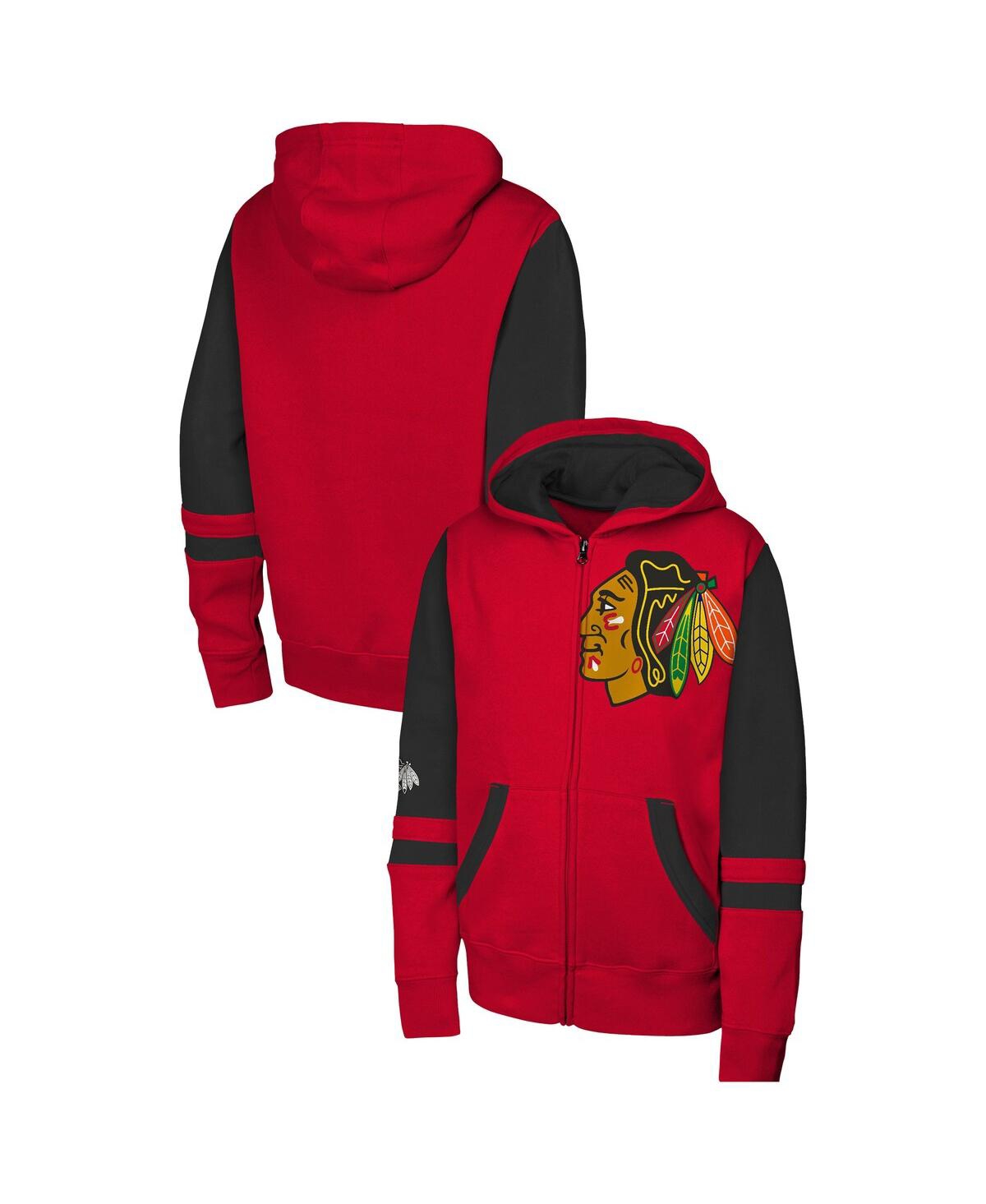 Outerstuff Big Boys and Girls Red Chicago Blackhawks Face Off Full-Zip Hoodie - Red
