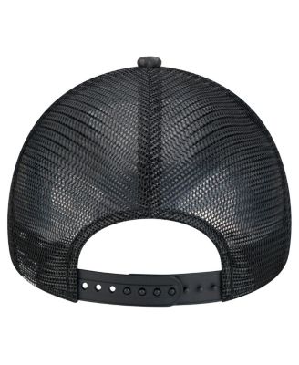 Men's Black New York Jets Throwback Midnight Ink Tonal Text A-Frame Trucker 9FORTY Adjustable Hat