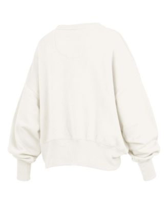 Women's Cream Missouri Tigers Oversized Chelsea Waist Length Pullover Sweatshirt