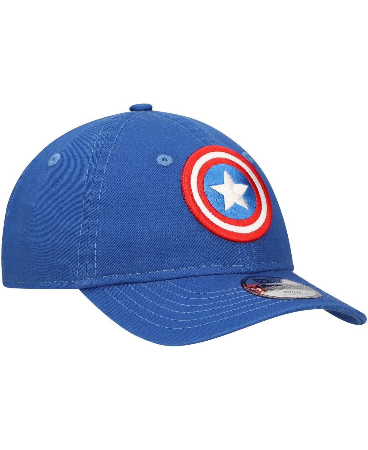 New Era Big Boys And Girls Blue Captain America 9twenty Adjustable Hat In Blue