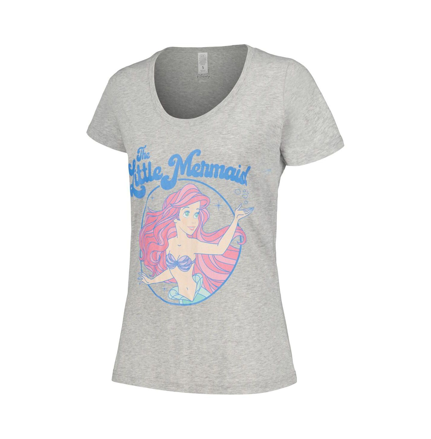 Женская футболка Mad Engine Heather Gray The Little Mermaid Faded Ariel Scoop Neck — фото 3