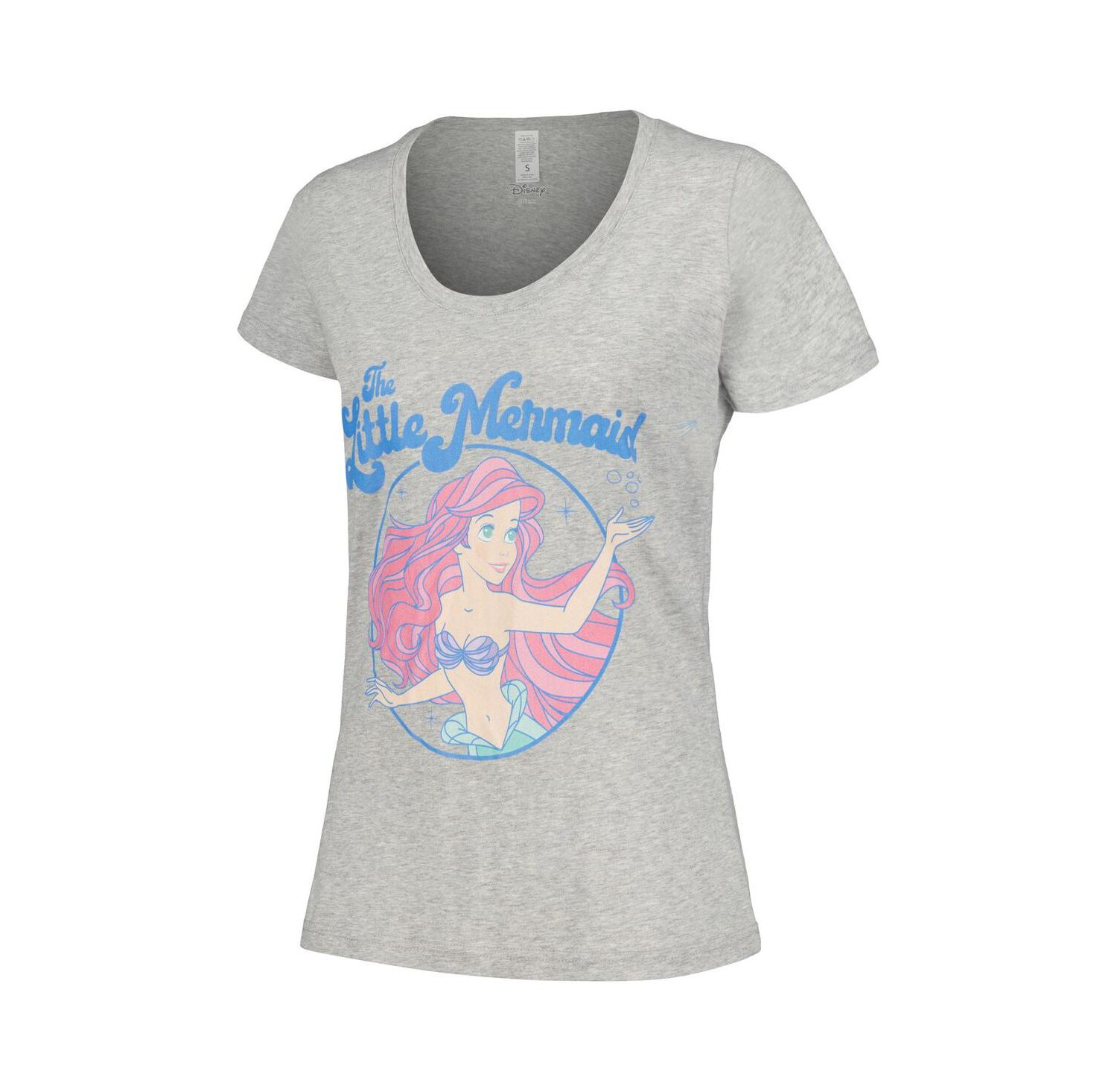 Women's Heather Gray The Little Mermaid Faded Ariel Scoop Neck T-Shirt
