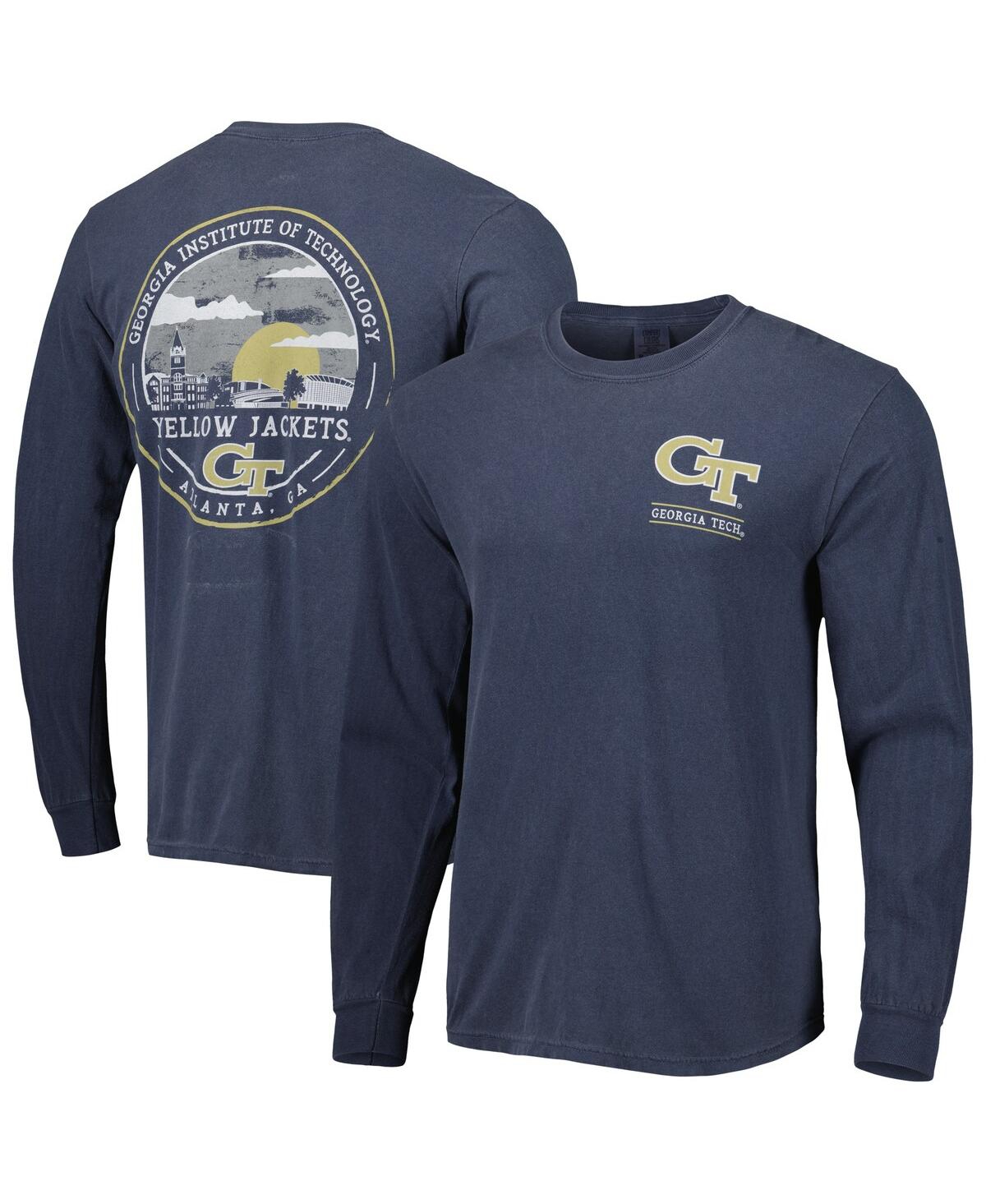 Image One Men's Navy Georgia Tech Yellow Jackets Circle Campus Scene Long Sleeve T-shirt In Blue