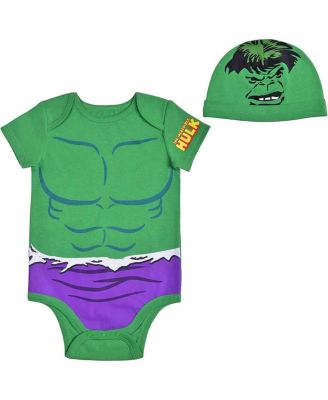 Children's Apparel Network - Newborn Green Hulk Bodysuit and Hat Set